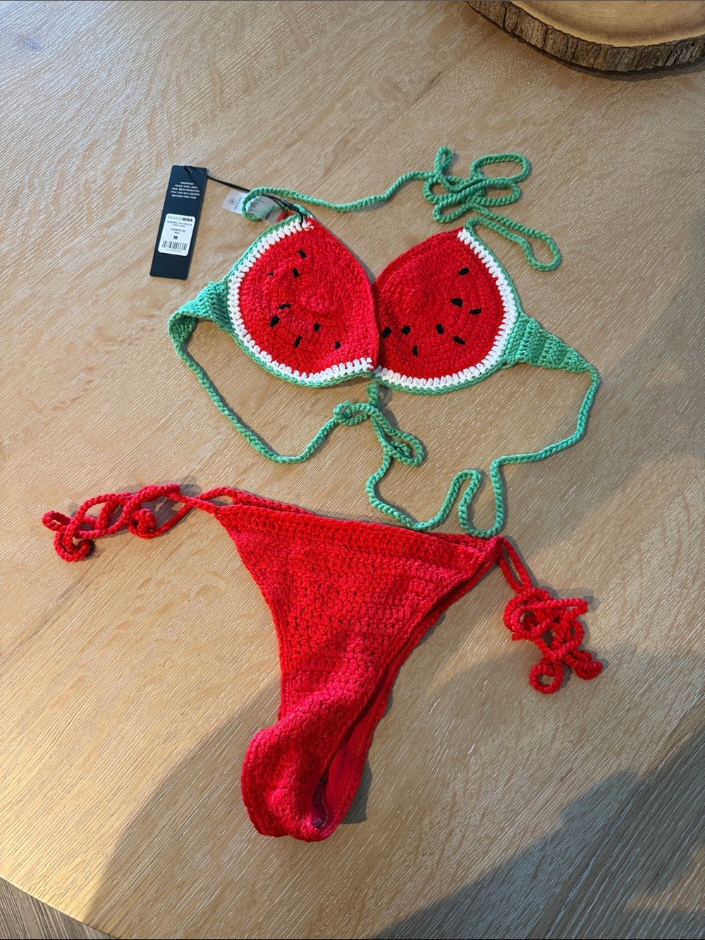 Watermelon Crochet Bikini Top and Bottom - Red & Green fashion nova